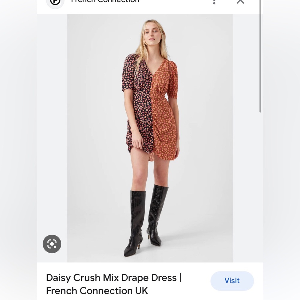 French connection daisypetals mix drape dress size 0 new with tags